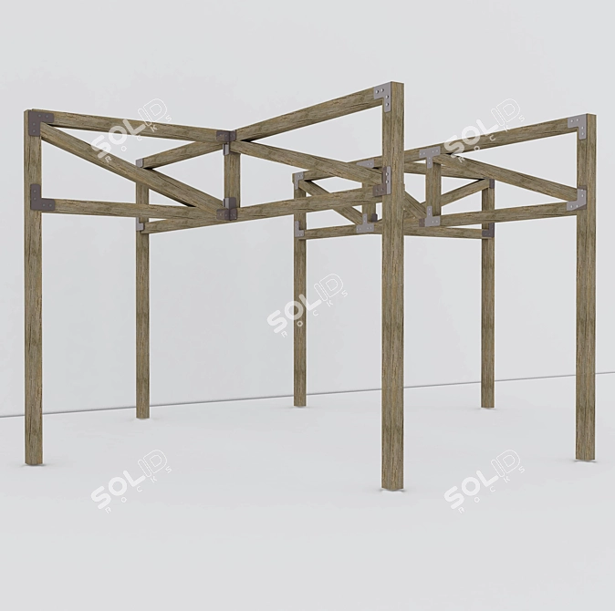 Title: Antique Wood Decorative Roof Truss 3D model image 1