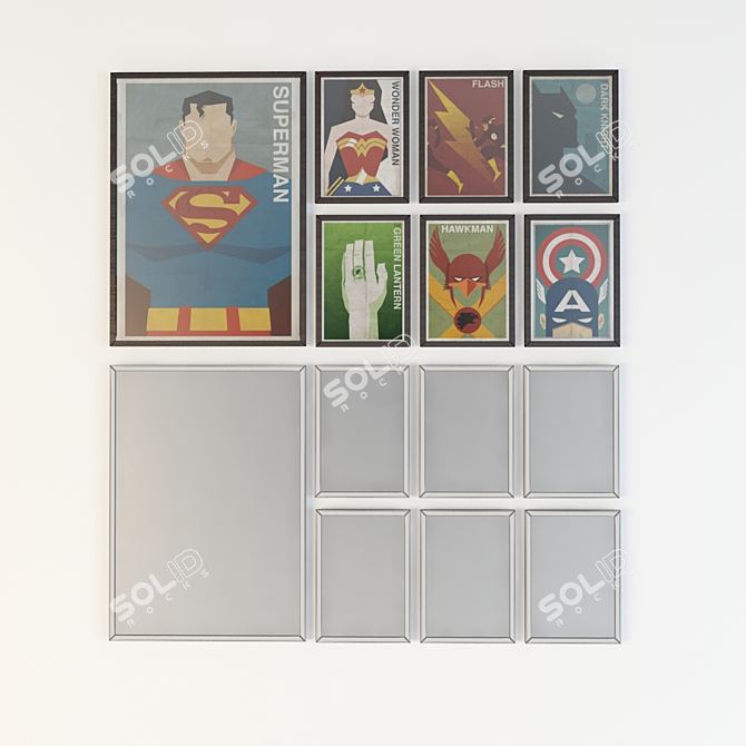 Vintage Superhero Posters 3D model image 1