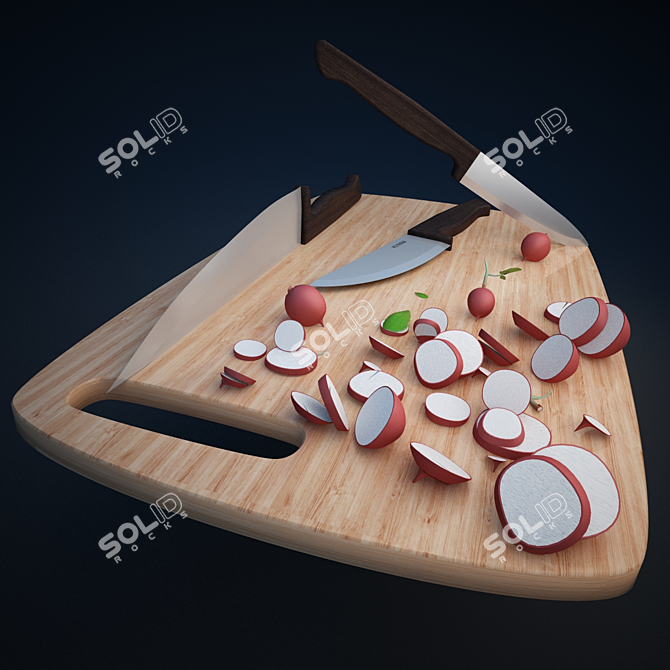 Radish Slicer: Knife and Cutting Board 3D model image 1