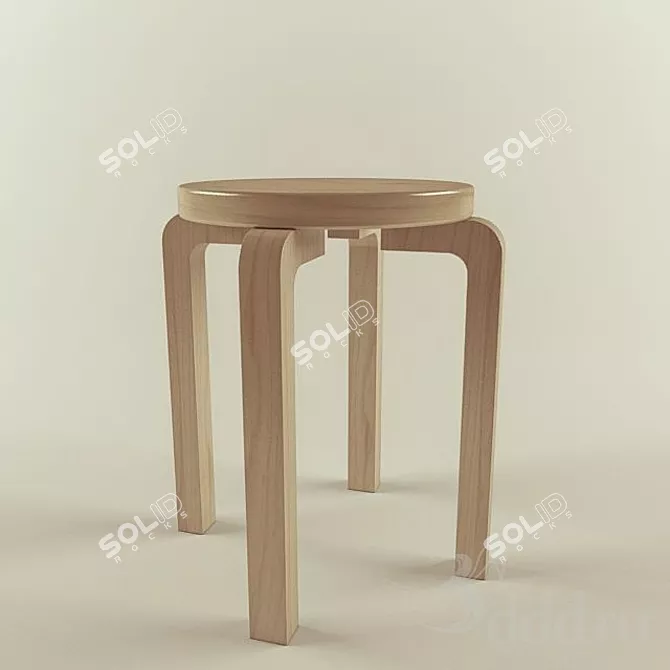 Aalto E60 Stool: Iconic Design 3D model image 1