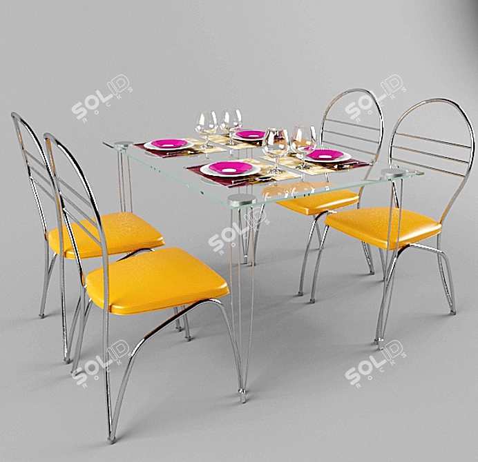 Versatile Dining Set: Table and Chairs 3D model image 1