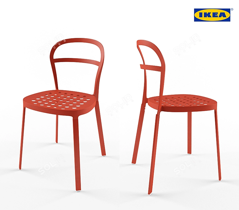 Stylish Aluminum Chair by IKEA 3D model image 1