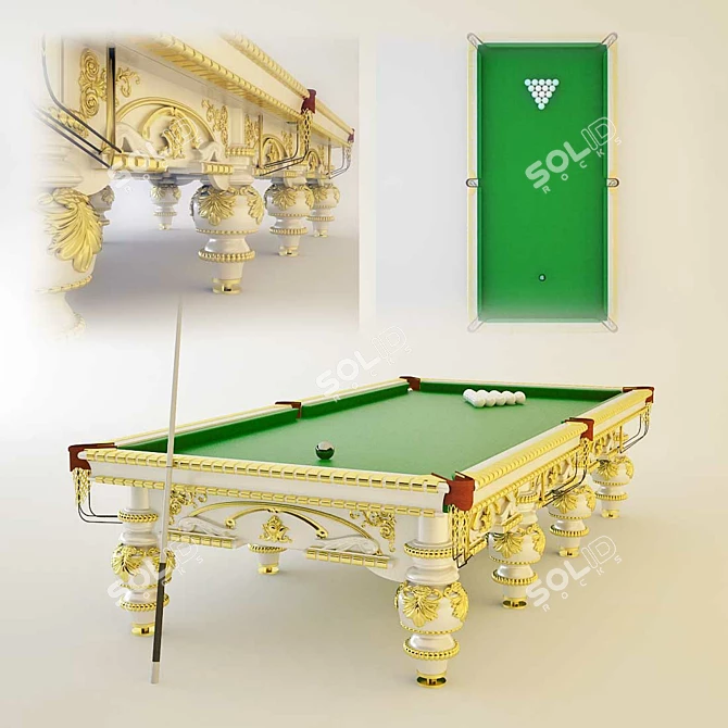 Classic Style Pool Table 3D model image 1