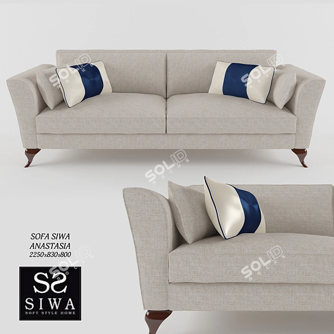 Siwa Anastasia Sofa: Elegant and Comfortable 3D model image 1