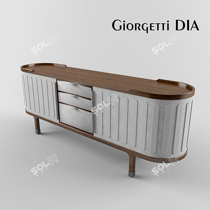 Giorgetti DIA Wooden Leather Chest 3D model image 1