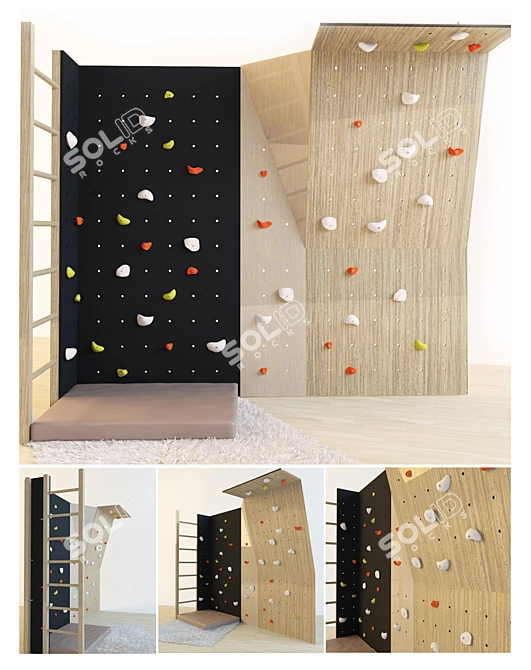 Compact Indoor Climbing Wall: Suitable for All Ages! 3D model image 1