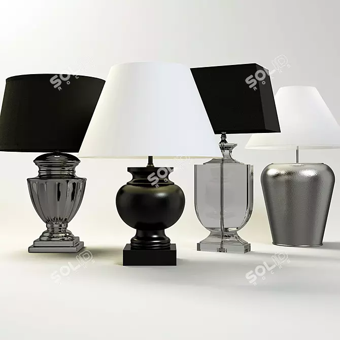 Elegant Illumination: Maisons Du Monde Lamp Set 3D model image 1