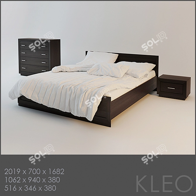 Elegant Cleo Bedroom Set 3D model image 1