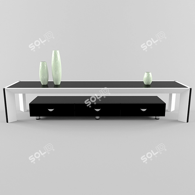 Sleek TV Stand with Russian Translation 3D model image 1