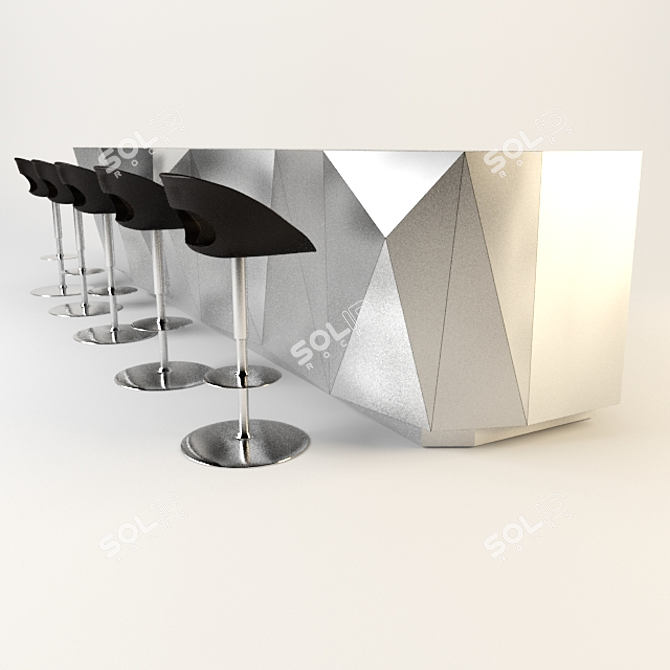 Sleek Bar Set: Table + Chair 3D model image 1