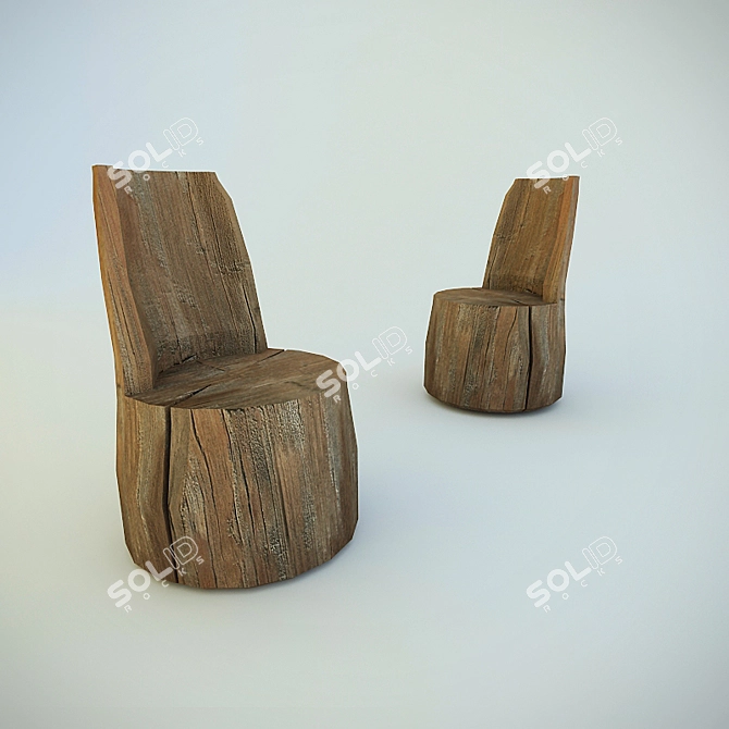 Elegant Wooden Chair 3D model image 1