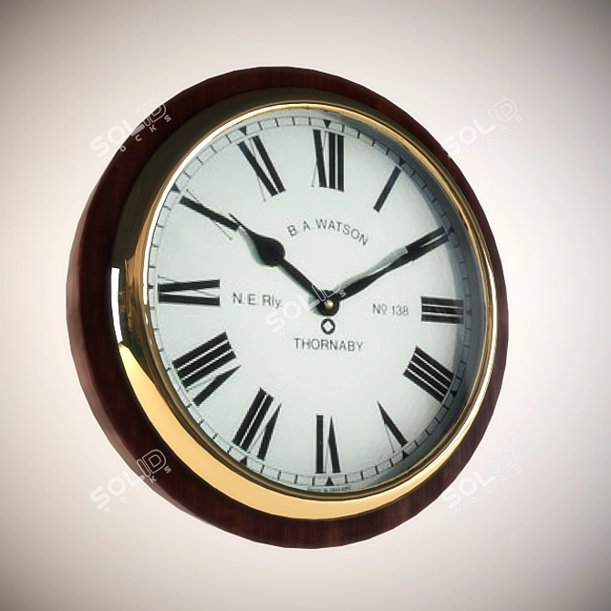 Vintage Railway Station Wall Clock 3D model image 1