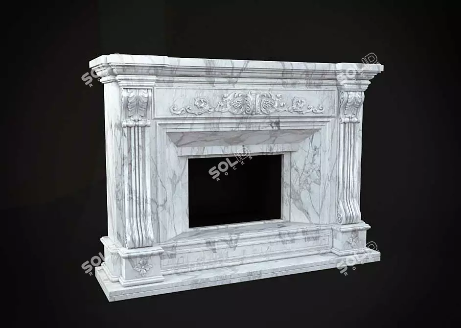 Elegant Marble Hearth 3D model image 1