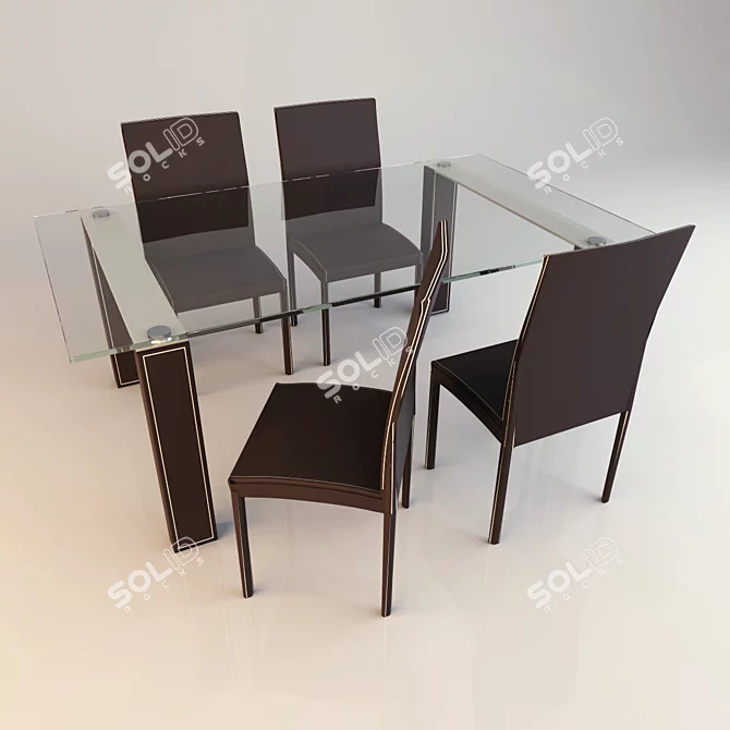  Italian Table & Chairs Set 3D model image 1