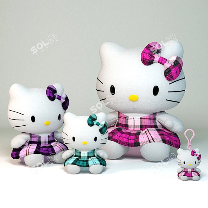 Hello Kitty Tartan Plush Toy 3D model image 1