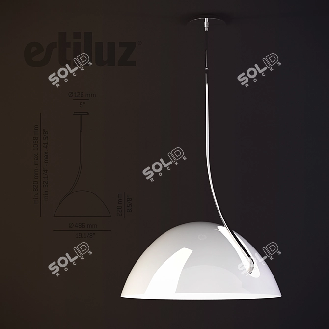 Elegant Pluma Pendant Light 3D model image 1