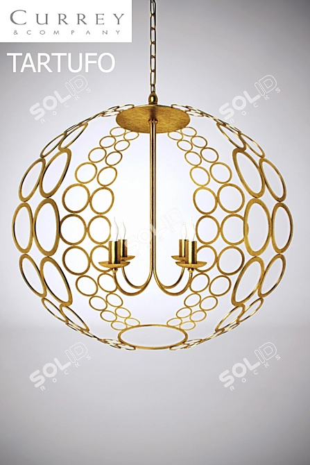 Tartufo Iron Chandelier: Antique Gold Finish 3D model image 1