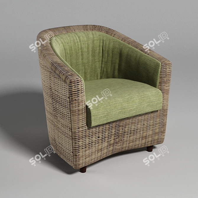 Comfortable Varaschin Rattan Armchair 3D model image 1