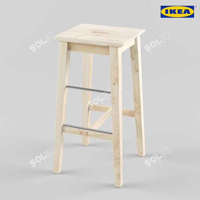 IKEA Bosse: Birch Wood Tall Stool 3D model image 1