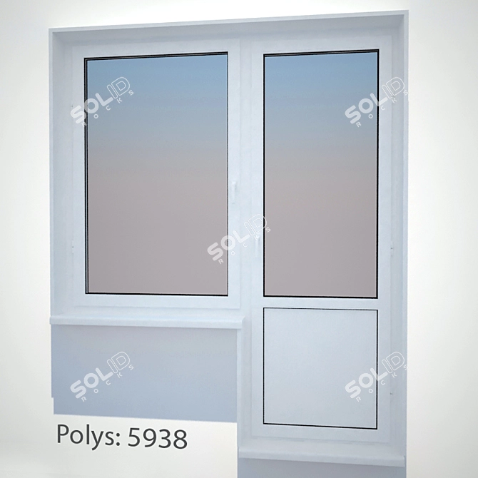 Versatile Plastic Window with Door | Custom Sizes 3D model image 1