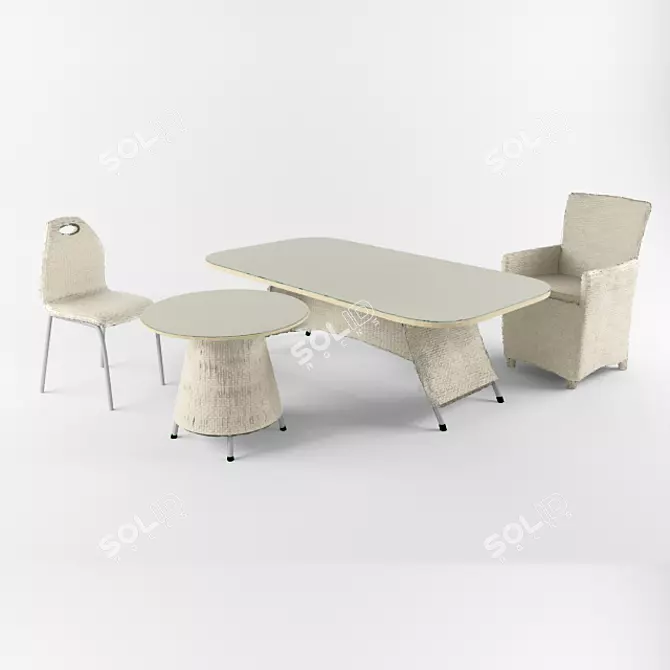 Rattan Terrace Furniture Set 3D model image 1