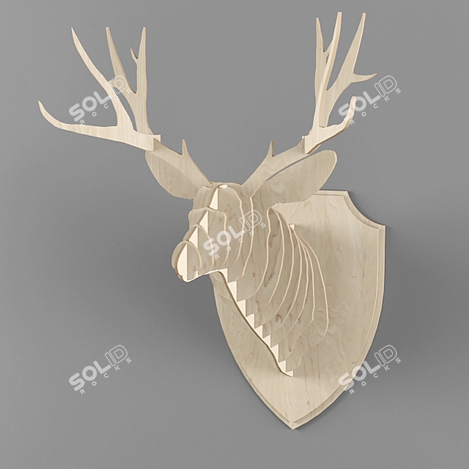 DIY Plywood Deer Head 3D model image 1