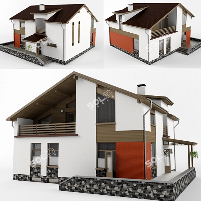 Cozy Retreat: 150 sqm Cottage 3D model image 1