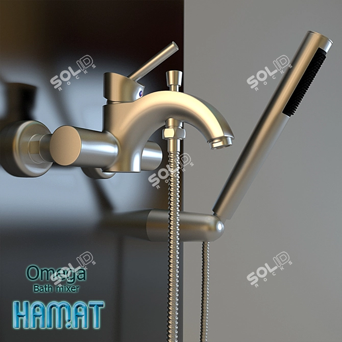 Elegant Omega Bath Mixer 3D model image 1