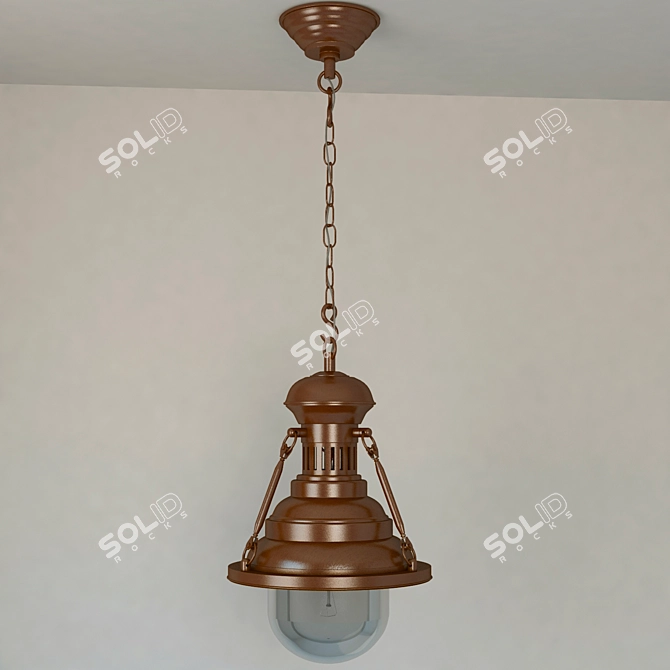 Elegant Antique Brass Lamp 3D model image 1