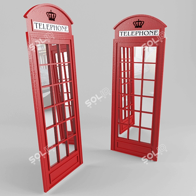 London Telephone Mirror: Elegant 210cm 3D model image 1