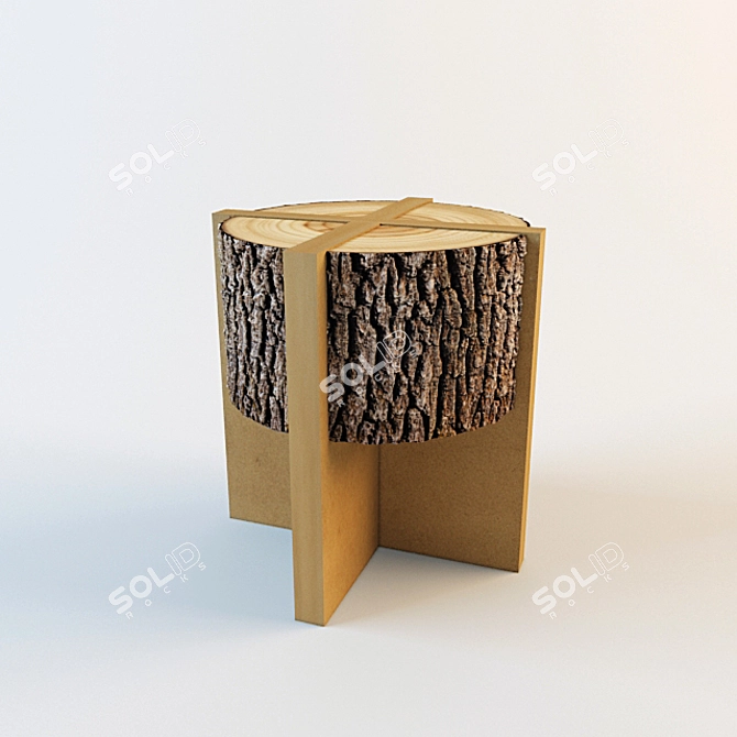 Natural Stump Chair - Rustic Design 3D model image 1