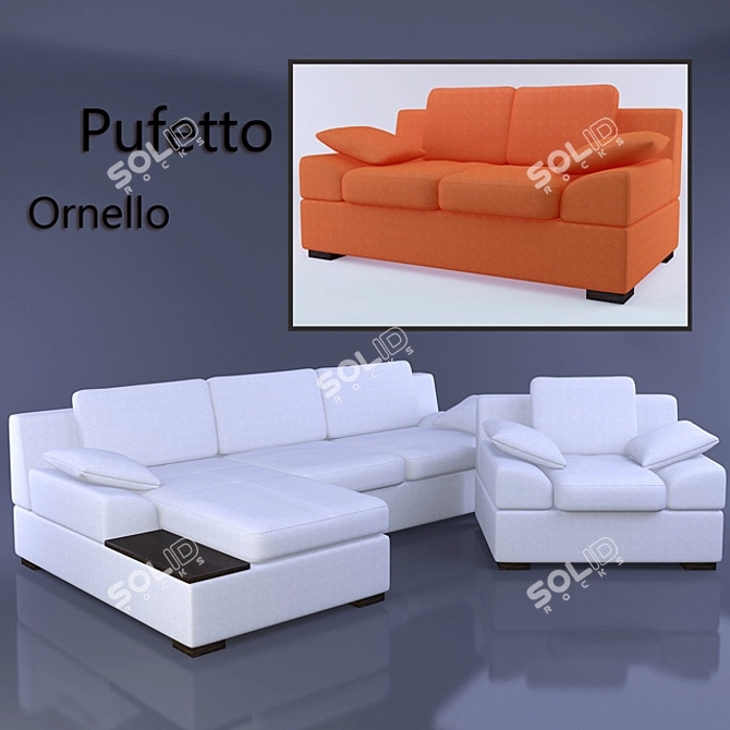 Pufetto Ornello Collection: 2-Seater Sofa, Corner Sofa, Chair 3D model image 1