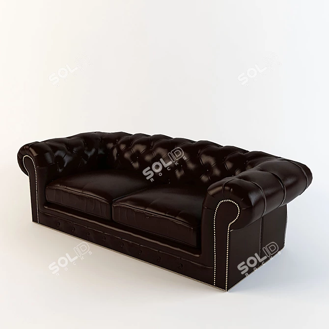 Premium Leather Sofa with Intricate Stitching 3D model image 1