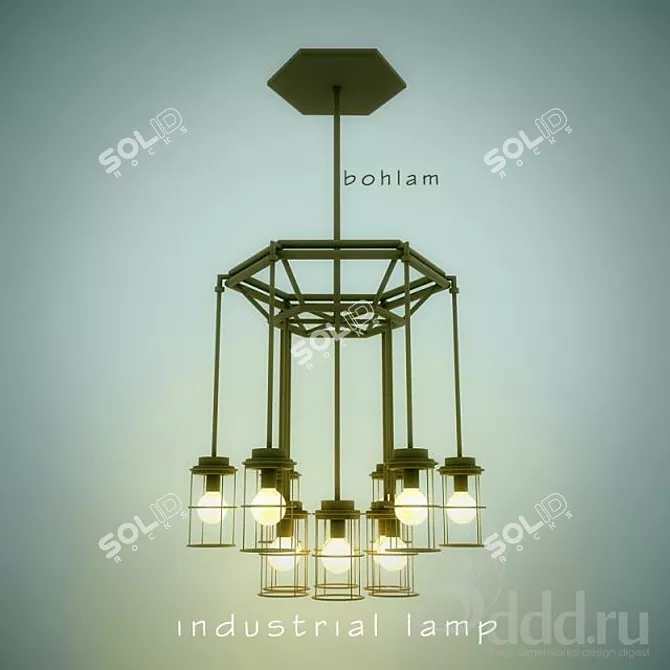 Vintage Industrial Desk Lamp 3D model image 1