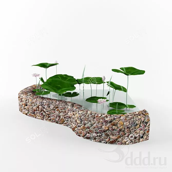 Serene Lotus Pond 3D model image 1