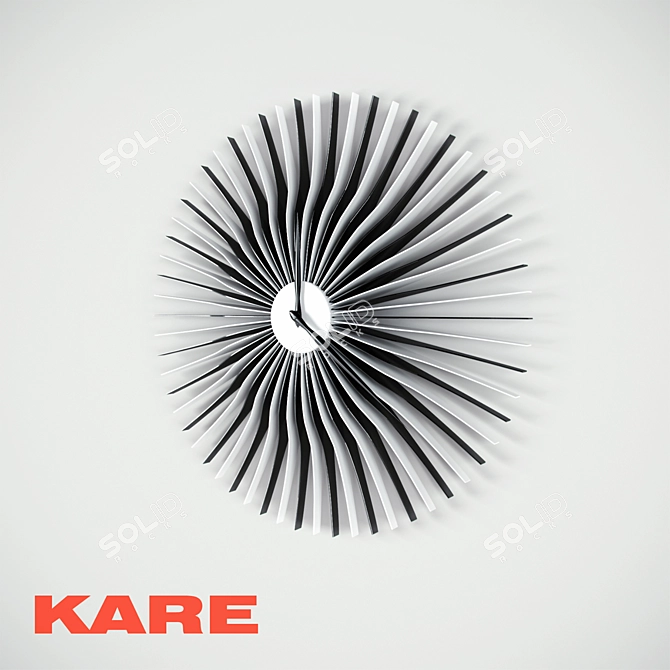 Sleek Monochrome Radiation Wall Clock 3D model image 1