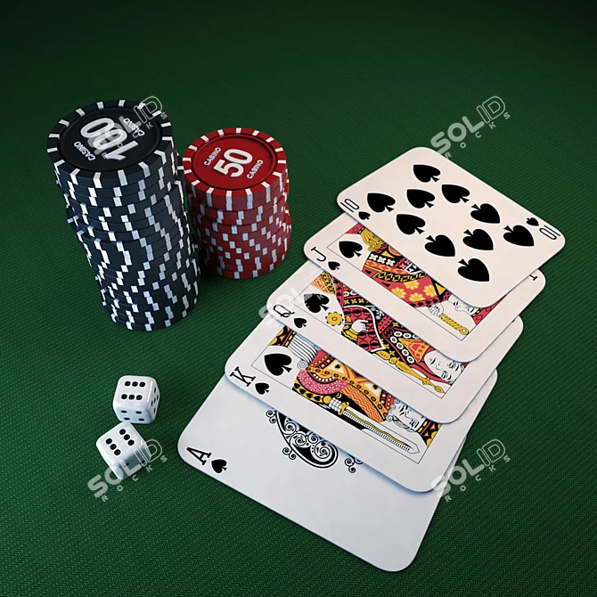 Casino Chip & Card Set 3D model image 1