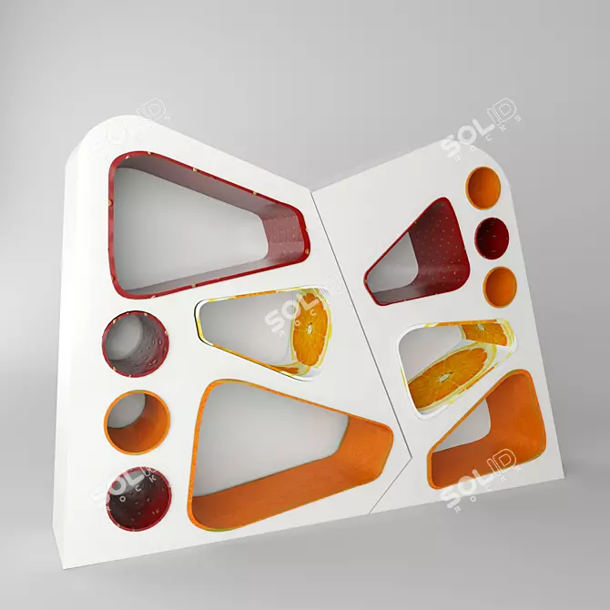 Strawberry-Orange Toy and Book Closet 3D model image 1