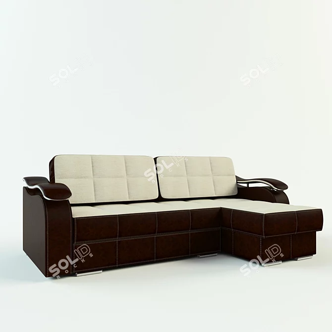 Corner Sofa with Versatile Textures 3D model image 1