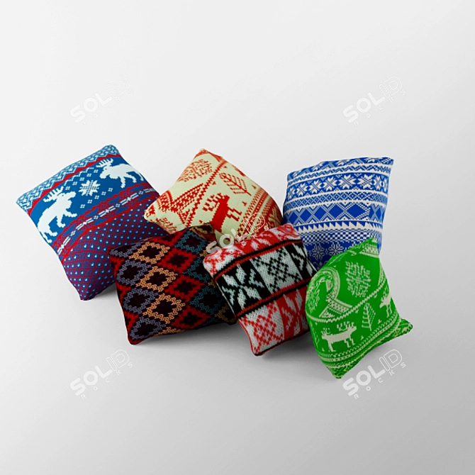 Festive Holiday Pillows 3D model image 1