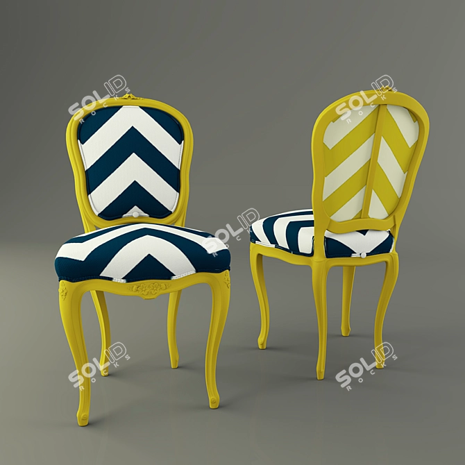 Elegant French Provincial Side Chair 3D model image 1