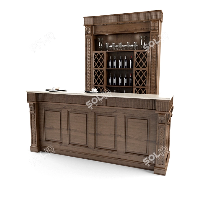 Sleek Bar Counter 3D model image 1