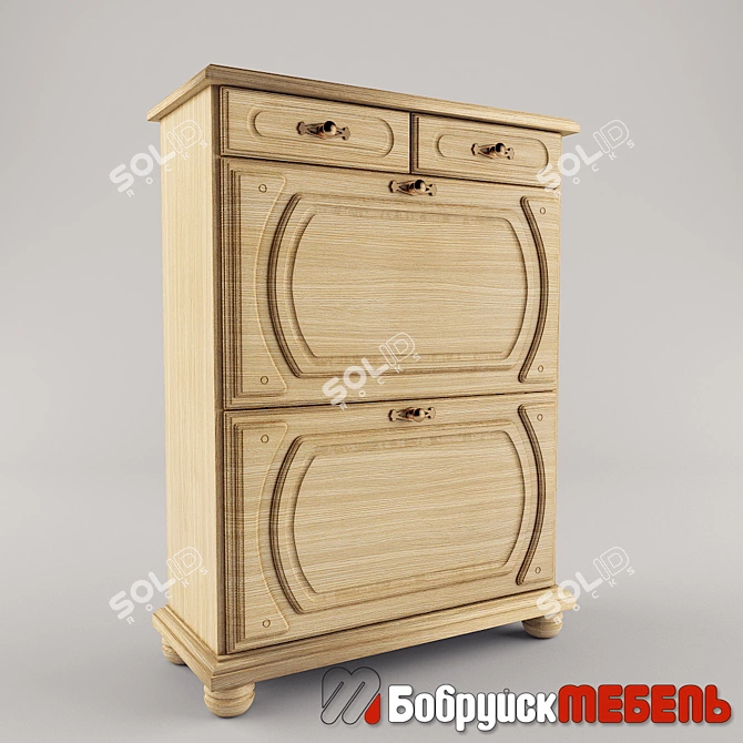 Elegant Oak Shoe Cabinet | Lv-1658 3D model image 1