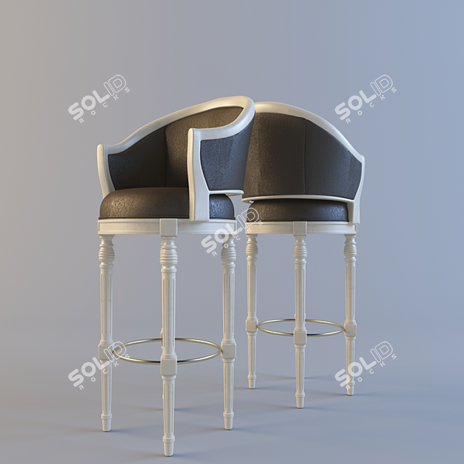 Modern Adjustable Bar Stool 3D model image 1