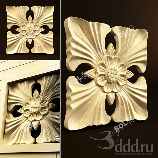 Elegant Palimanan Carving Ornament 3D model image 1