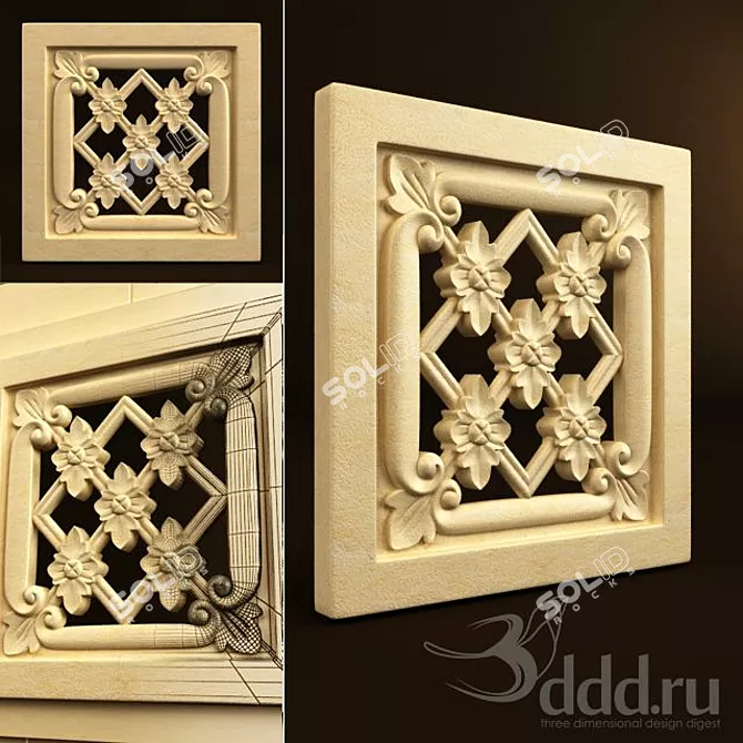 Exquisite Palimanan Carving Ornament 3D model image 1