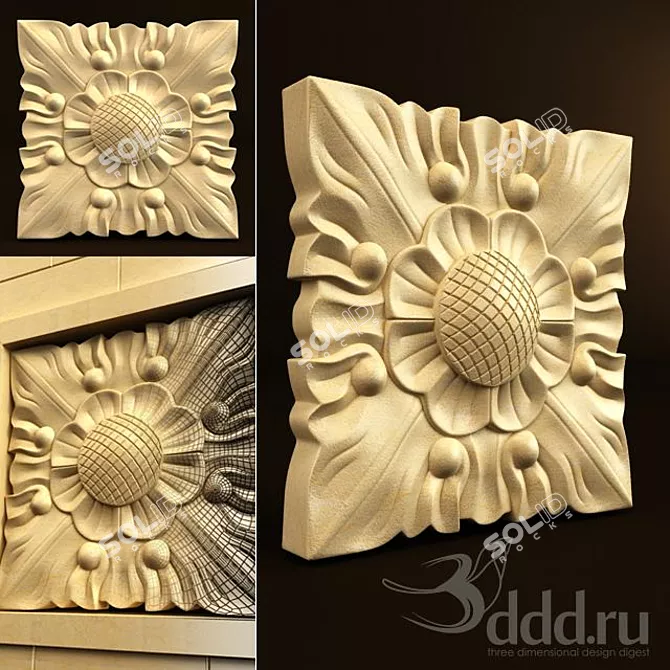 Exquisite Palimanan Carving Ornament 3D model image 1