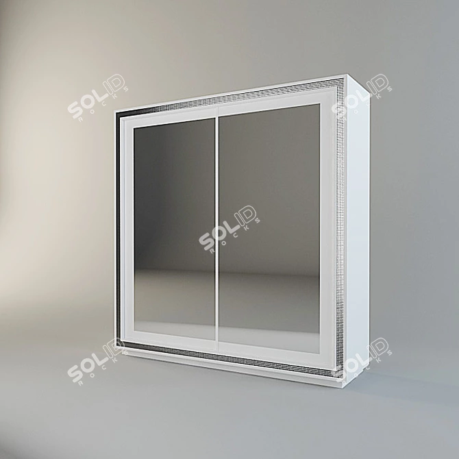 Title: Elegant Shine Wardrobe with Mirror - Beneficio 3D model image 1