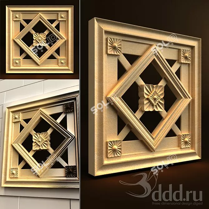 Exquisite Palimanan Carving Ornament 3D model image 1