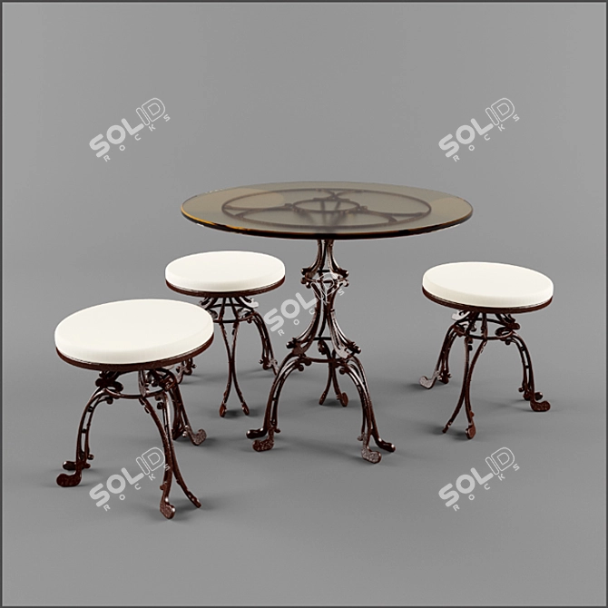 Modern Glass Table Set 3D model image 1